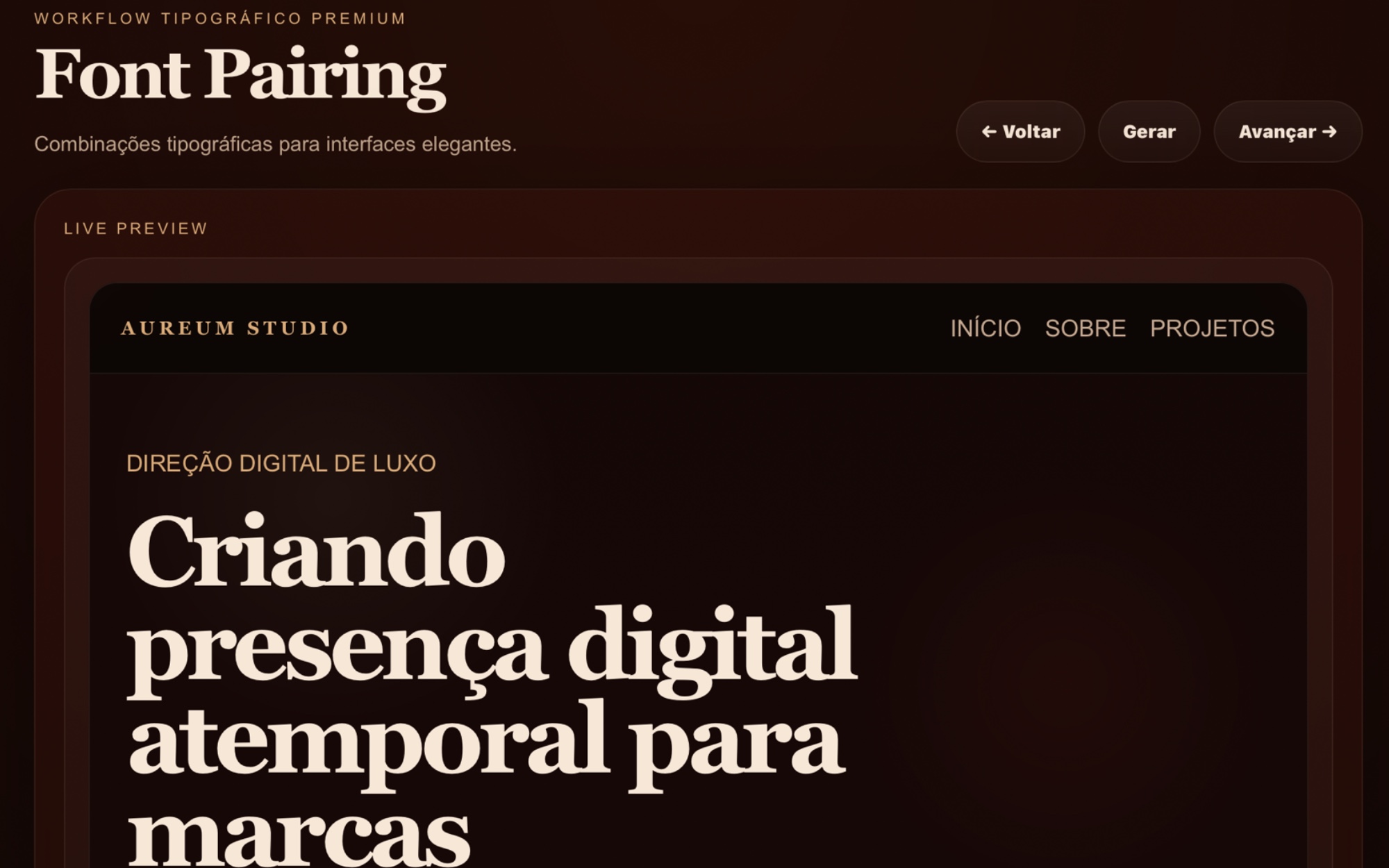 Preview do projeto Atelier Aureum